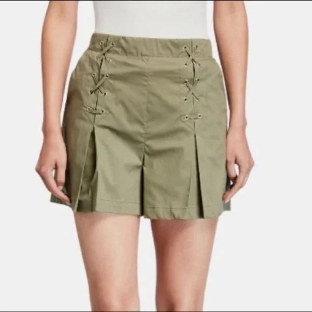 Laundry by Shelli Segal Olive Green Pleated Lace‎ Up Skorts - Women's